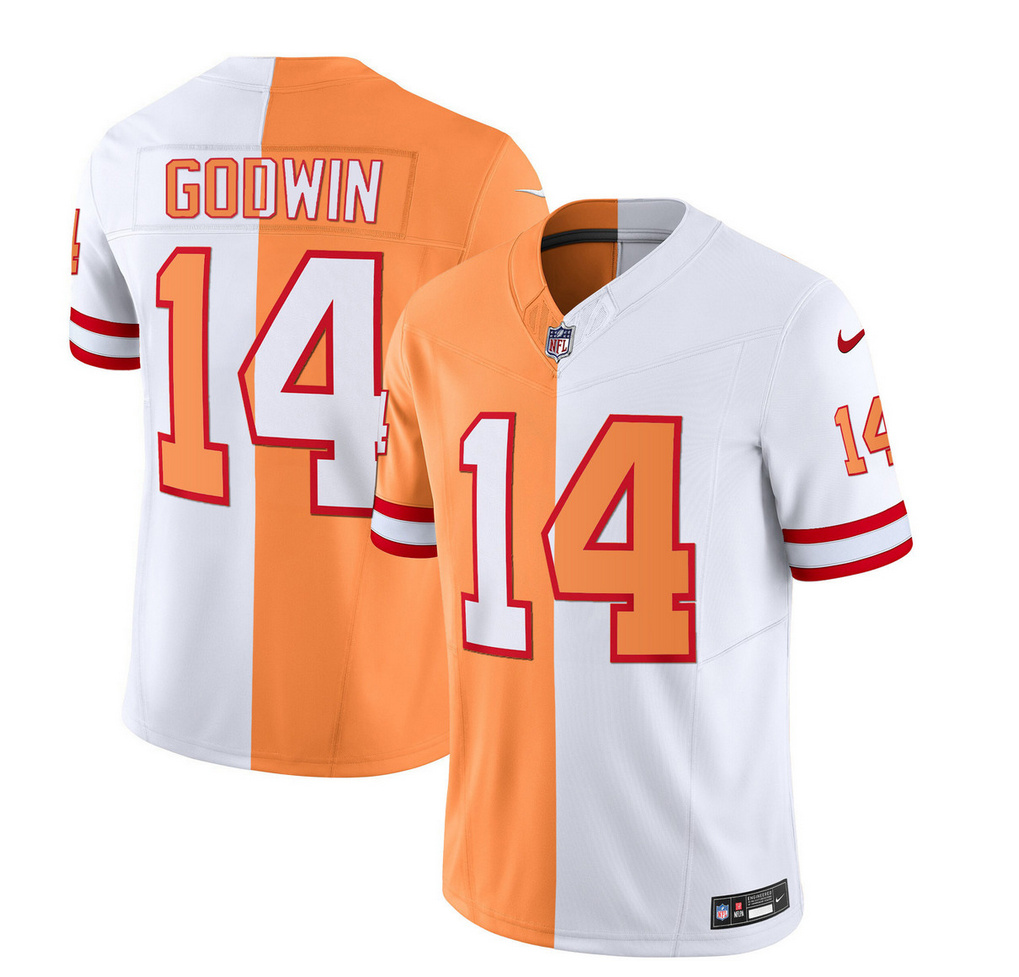 Men's Tampa Bay Buccaneers #14 Chris Godwin 2023 F.U.S.E. White/Gold Split Throwback Limited Football Stitched Jersey